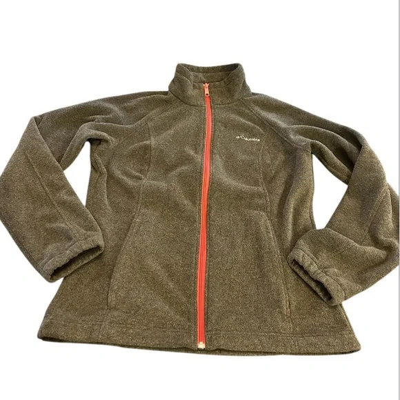 Columbia Gray Jacket with Pink Accents Zip Pockets Size Medium - Picture 1 of 6